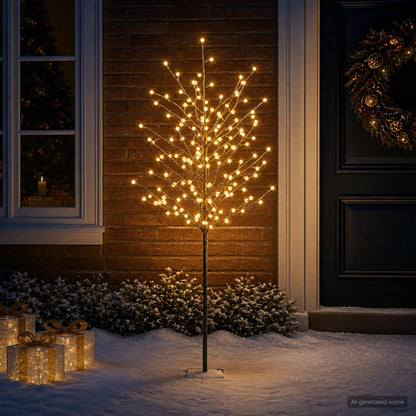 LED Ball Christmas Tree Black 18 x 18 x 150 cm Steel 185 LEDs