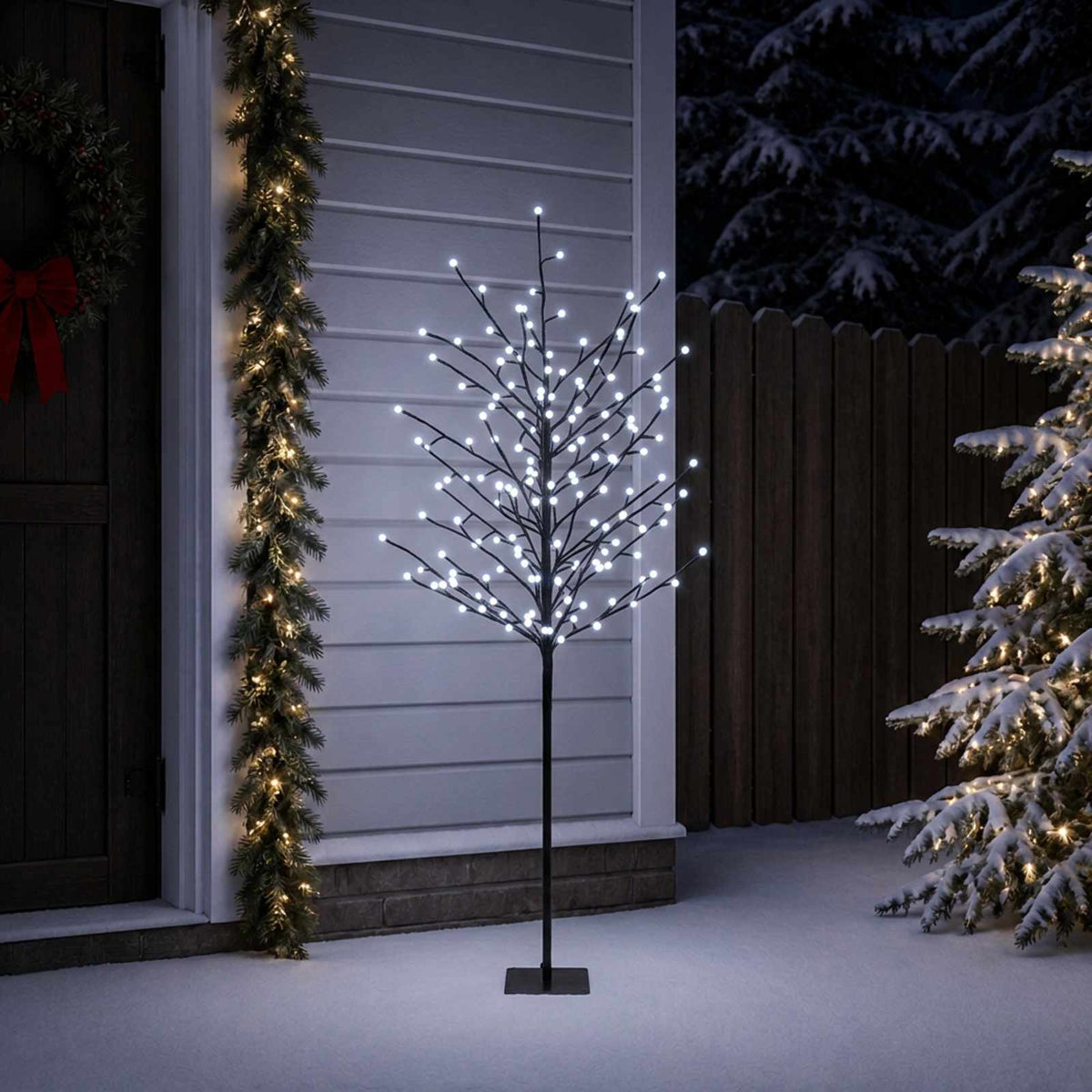 LED Ball Christmas Tree Black 150 cm Steel 185 LEDs