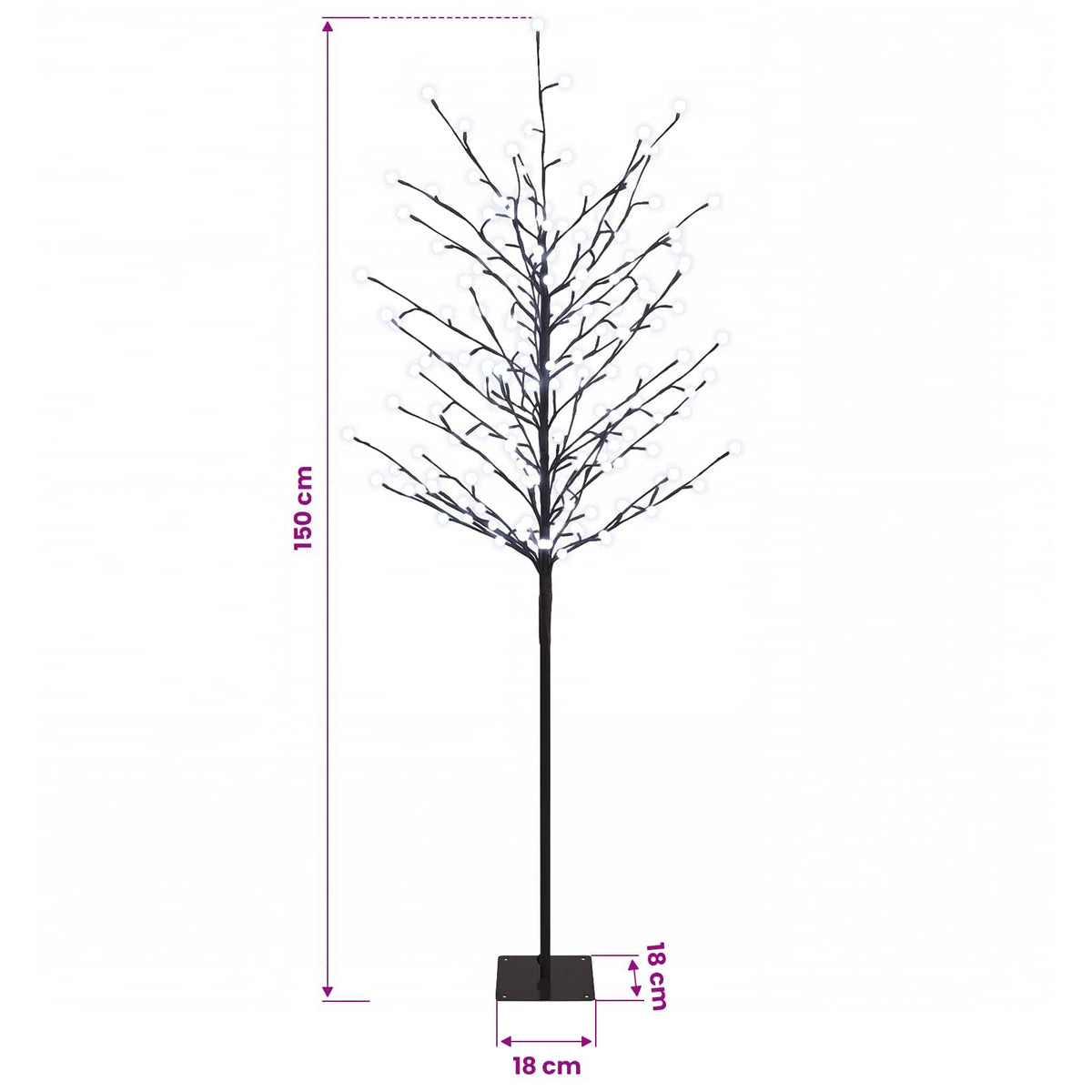 LED Ball Christmas Tree Black 150 cm Steel 185 LEDs