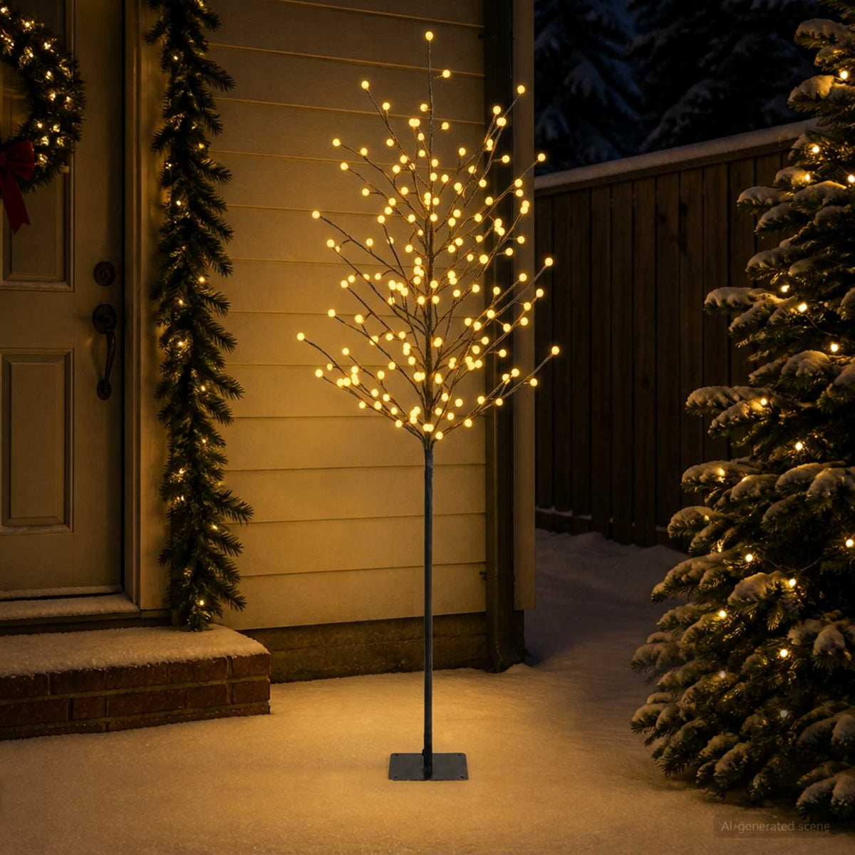 LED Ball Christmas Tree Black 180 cm Steel 220 LEDs