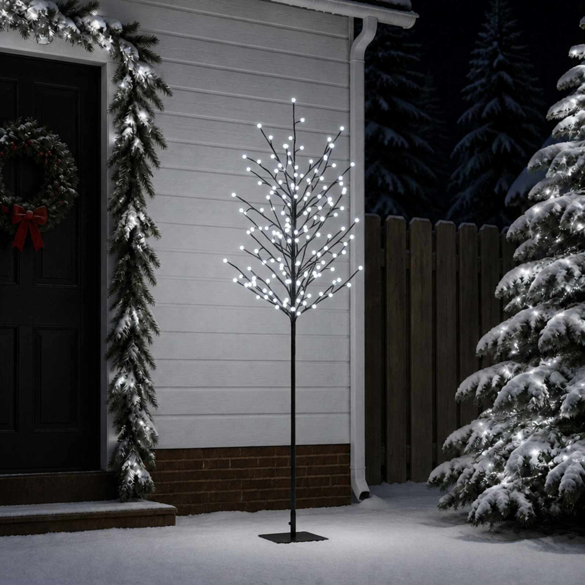 LED Ball Christmas Tree Black 180 cm Steel 220 LEDs