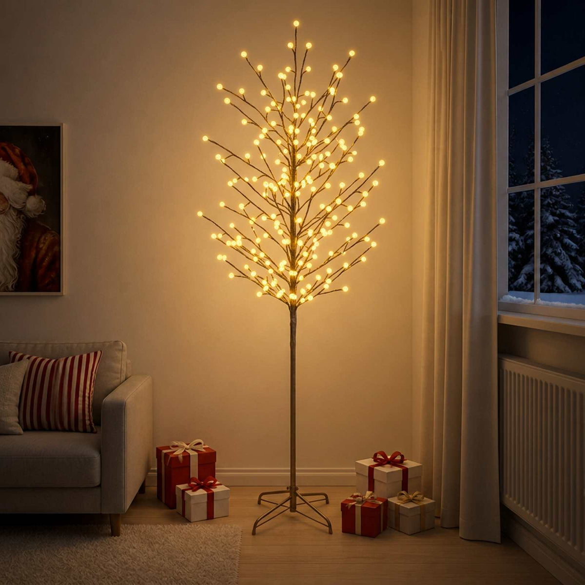 LED Ball Christmas Tree Black 210 cm Steel 250 LEDs