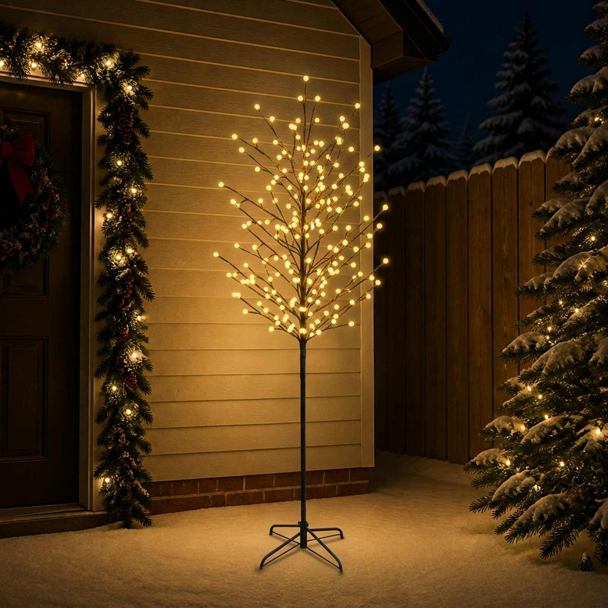 LED Ball Christmas Tree Black 240 cm Steel 280 LEDs