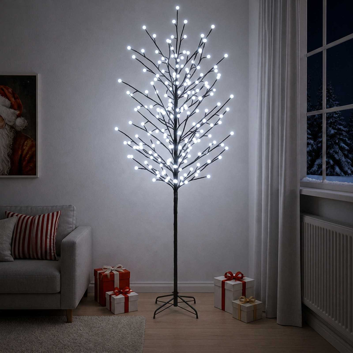LED Ball Christmas Tree Black 47 x 210 cm Steel 250 LEDs