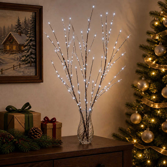 LED Copper Branch Christmas Decoration 3 pcs Brown 62 cm Steel