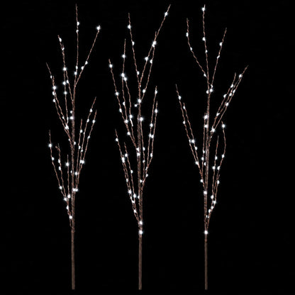 LED Copper Branch Christmas Decoration 3 pcs Brown 62 cm Steel