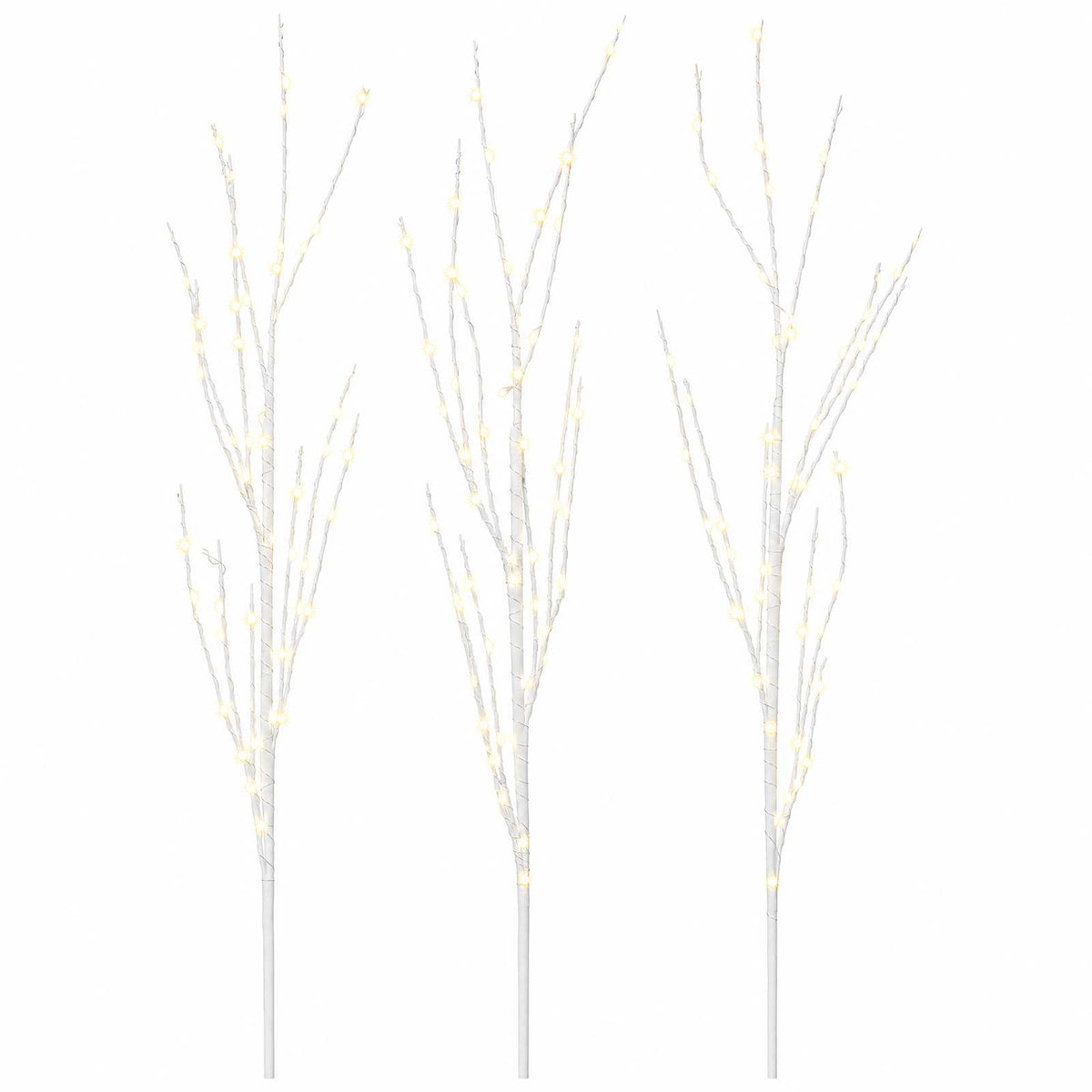 LED Copper Branch Christmas Decoration 3 pcs White 62 cm Steel