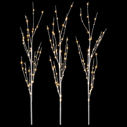 LED Copper Branch Christmas Decoration 3 pcs White 62 cm Steel