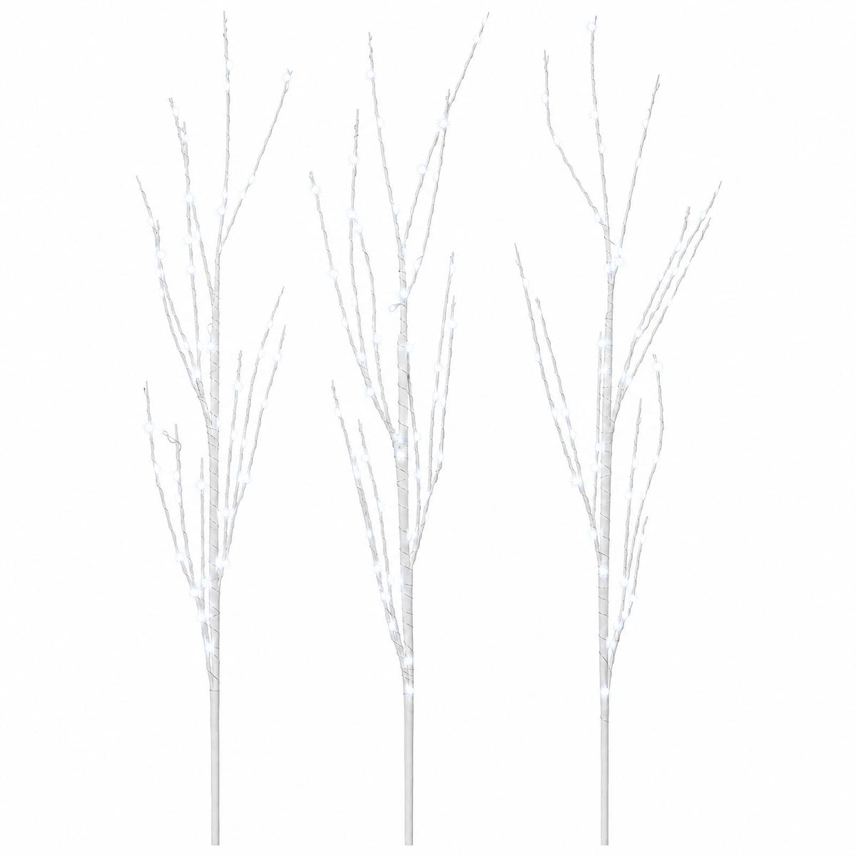 LED Copper Branch Christmas Decoration 3 pcs White 62 cm Steel