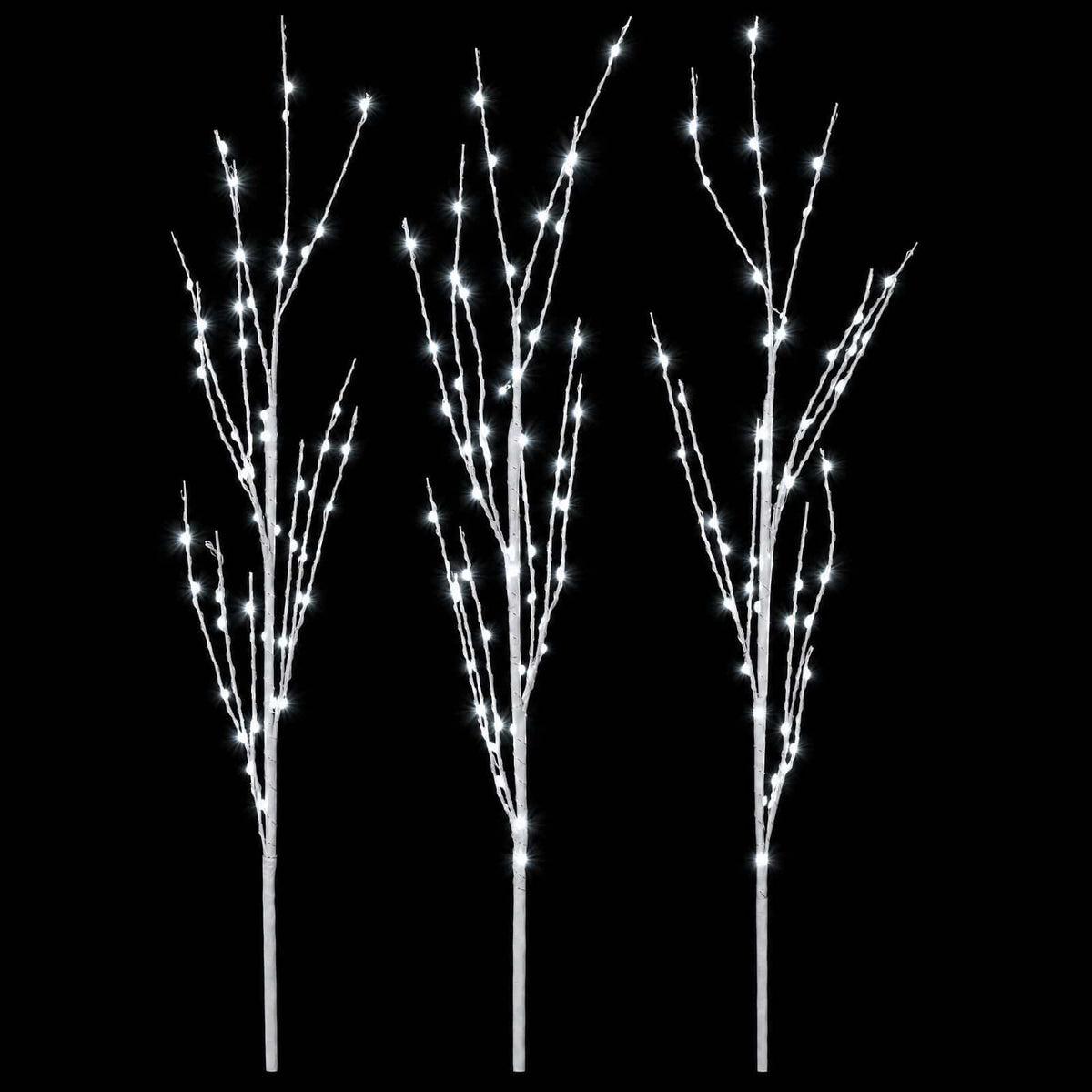 LED Copper Branch Christmas Decoration 3 pcs White 62 cm Steel