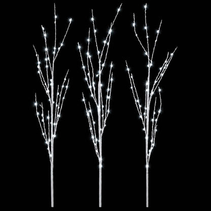 LED Copper Branch Christmas Decoration 3 pcs White 62 cm Steel