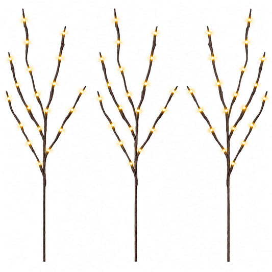 LED Copper Branch Christmas Decoration 3 pcs Brown 62 cm Steel