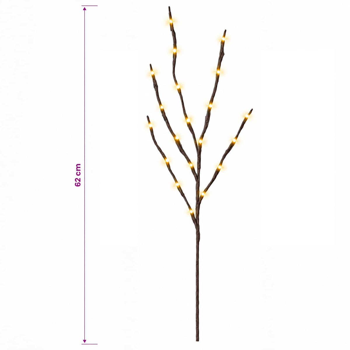 LED Copper Branch Christmas Decoration 3 pcs Brown 62 cm Steel