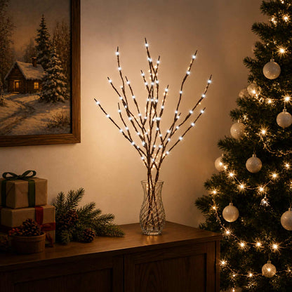 LED Copper Branch Christmas Decoration 3 pcs Brown 62 cm Steel