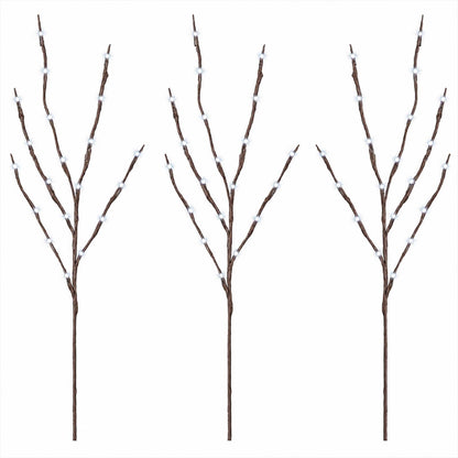LED Copper Branch Christmas Decoration 3 pcs Brown 62 cm Steel