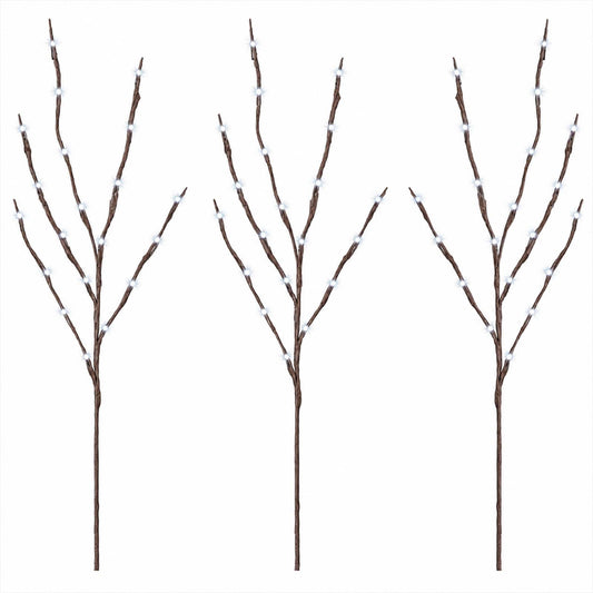 LED Copper Branch Christmas Decoration 3 pcs Brown 62 cm Steel