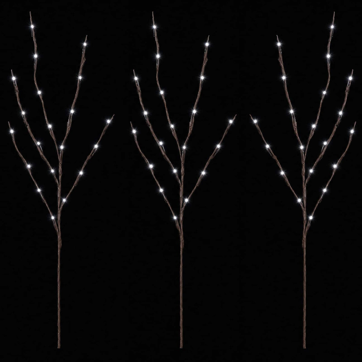 LED Copper Branch Christmas Decoration 3 pcs Brown 62 cm Steel