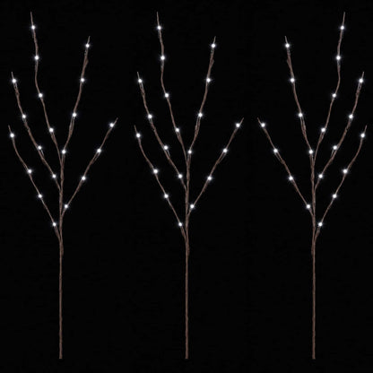 LED Copper Branch Christmas Decoration 3 pcs Brown 62 cm Steel