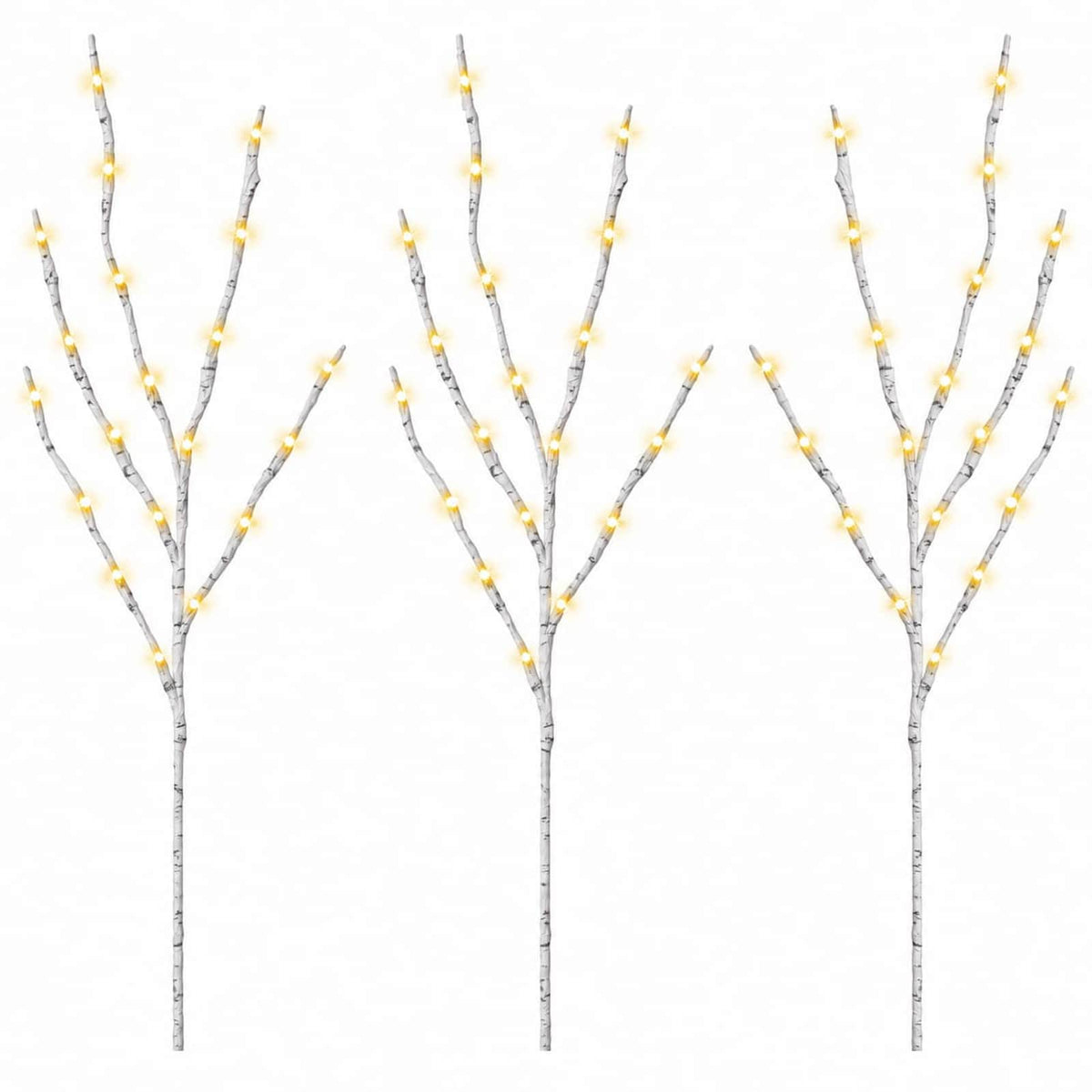LED Copper Branch Christmas Decoration 3 pcs White 62 cm Steel