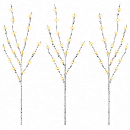 LED Copper Branch Christmas Decoration 3 pcs White 62 cm Steel
