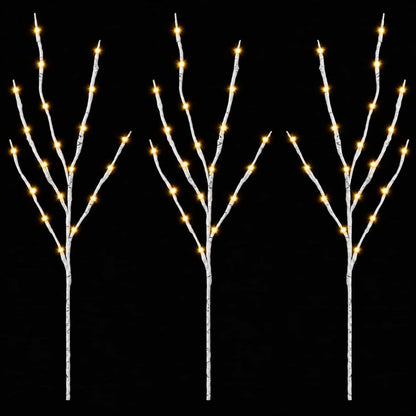 LED Copper Branch Christmas Decoration 3 pcs White 62 cm Steel