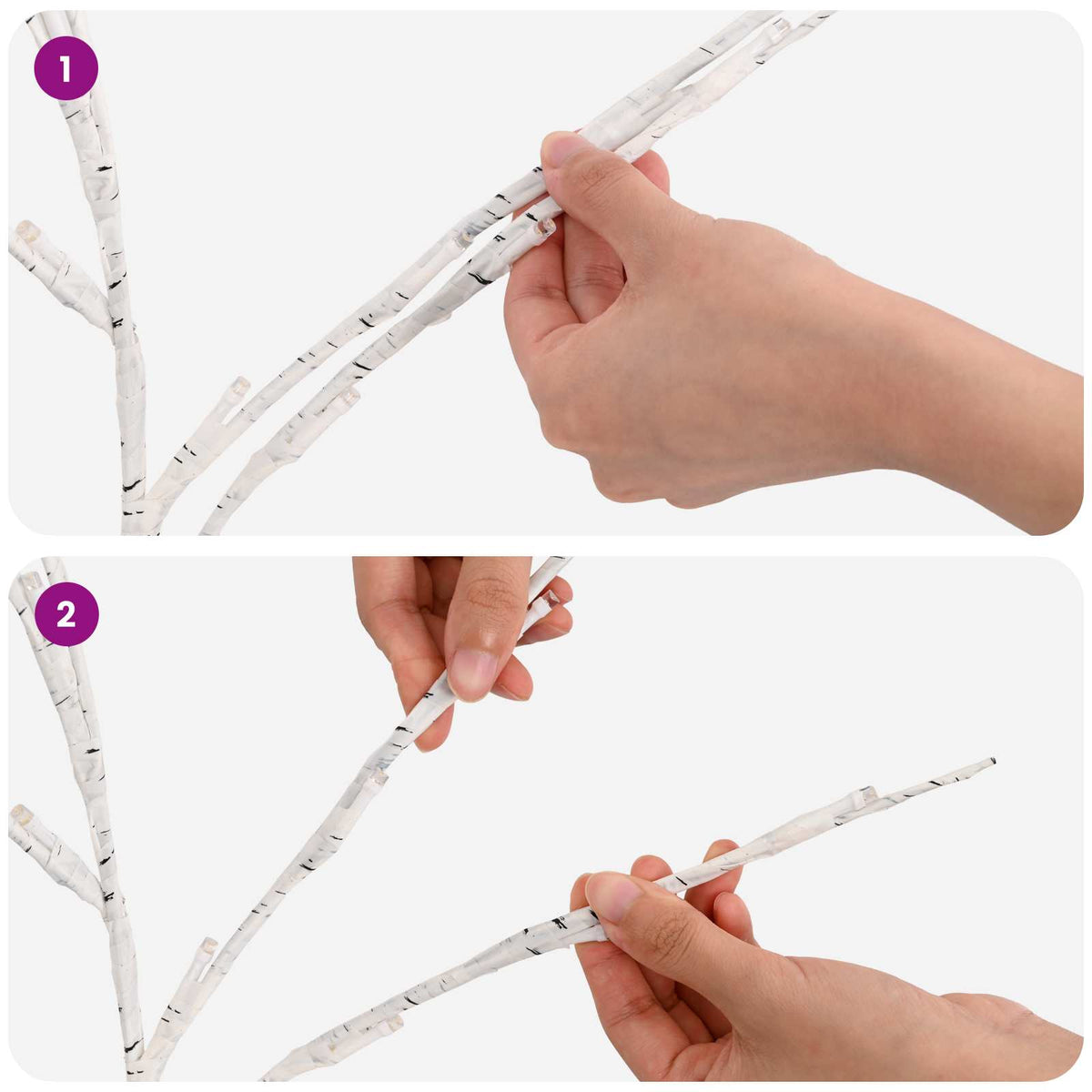LED Copper Branch Christmas Decoration 3 pcs White 62 cm Steel