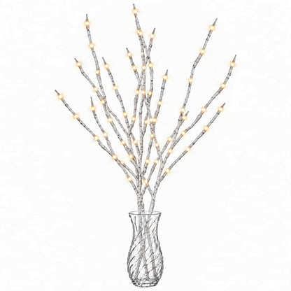 LED Copper Branch Christmas Decoration 3 pcs White 62 cm Steel
