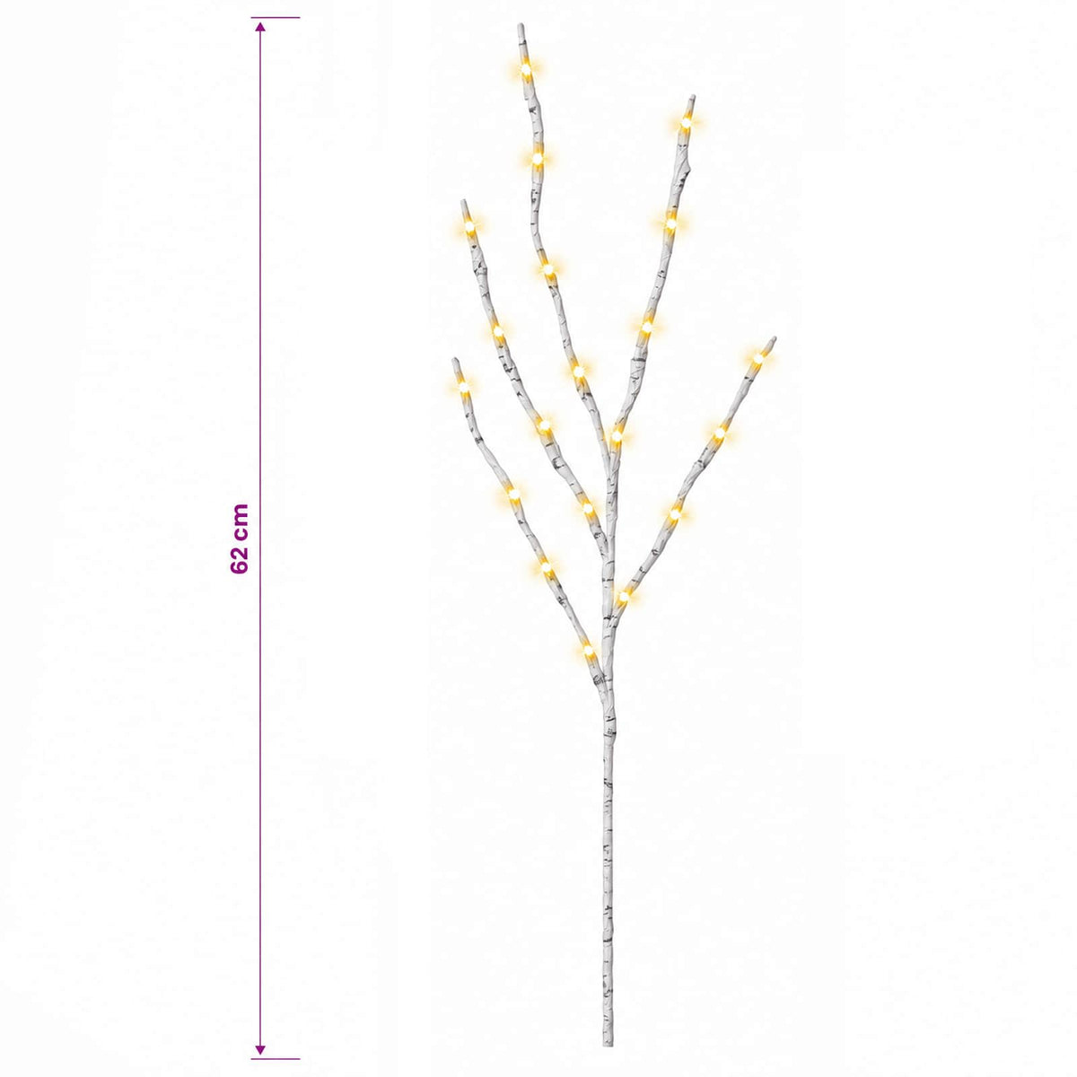 LED Copper Branch Christmas Decoration 3 pcs White 62 cm Steel