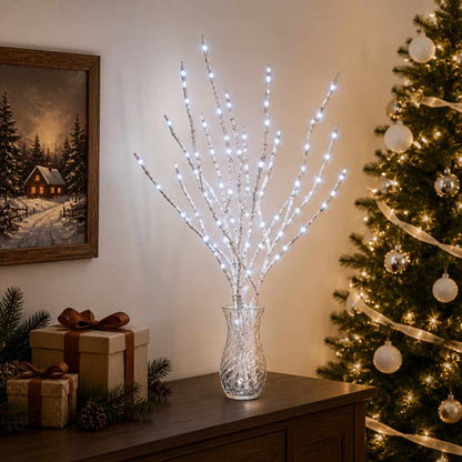 LED Copper Branch Christmas Decoration 3 pcs White 62 cm Steel