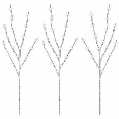 LED Copper Branch Christmas Decoration 3 pcs White 62 cm Steel
