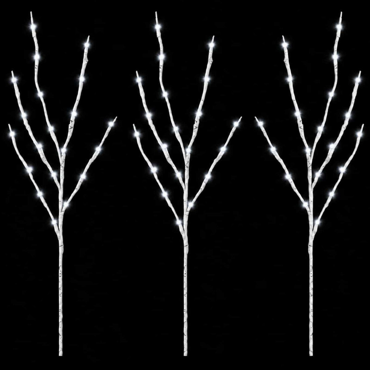 LED Copper Branch Christmas Decoration 3 pcs White 62 cm Steel