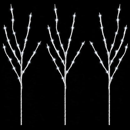 LED Copper Branch Christmas Decoration 3 pcs White 62 cm Steel