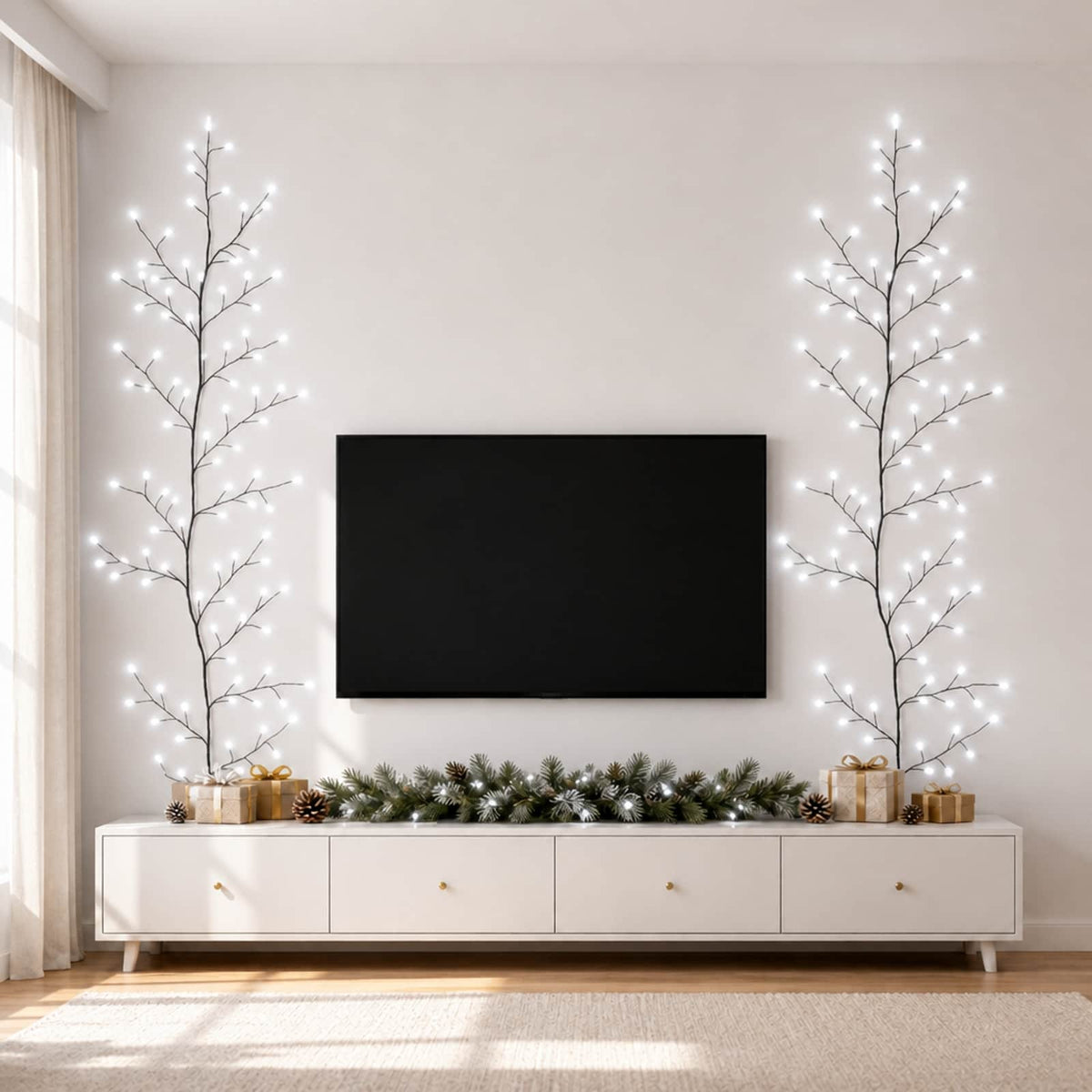 LED Willow Vine Christmas Decoration 2 pcs Black 180 cm Steel