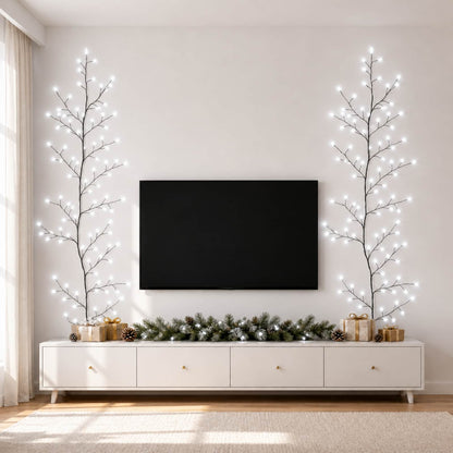 LED Willow Vine Christmas Decoration 2 pcs Black 180 cm Steel