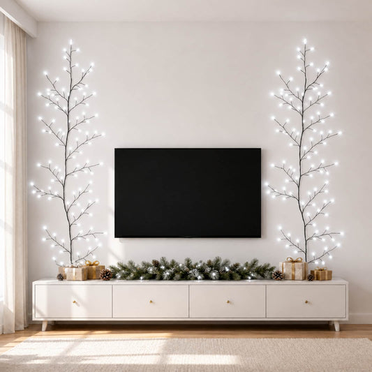 LED Willow Vine Christmas Decoration 2 pcs Black 180 cm Steel