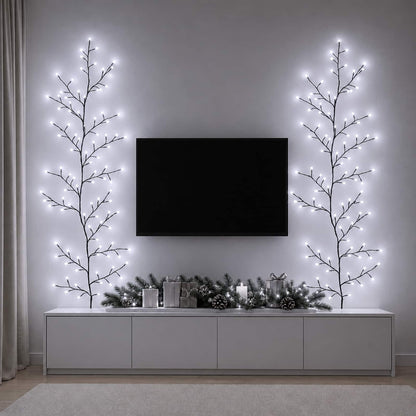 LED Willow Vine Christmas Decoration 2 pcs Black 180 cm Steel