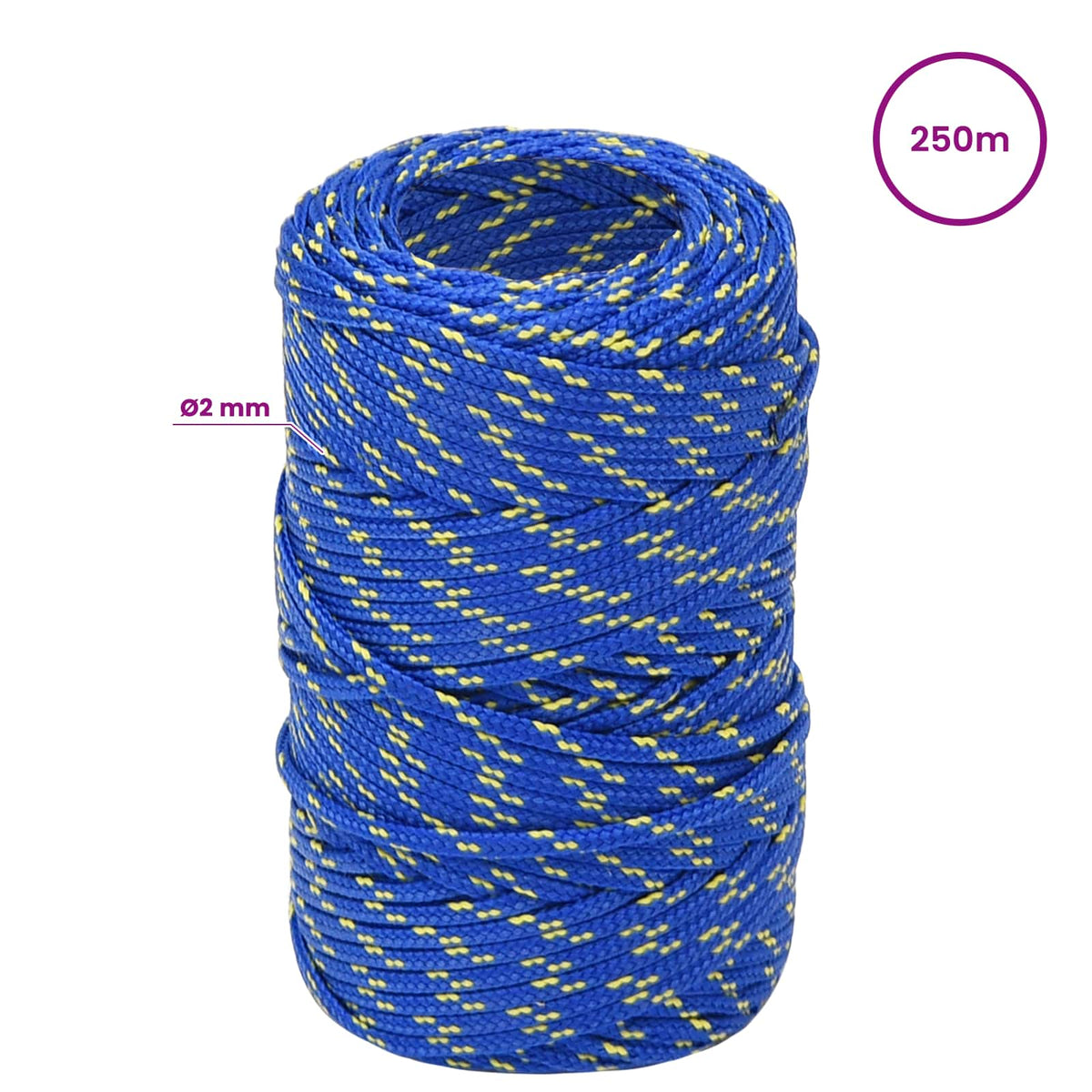 Multipurpose Utility Rope 2 mm 250 m Blue PP 27 kg Max Load