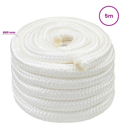 Multipurpose Utility Rope 60 mm 5 m White PP 21600 kg Max Load