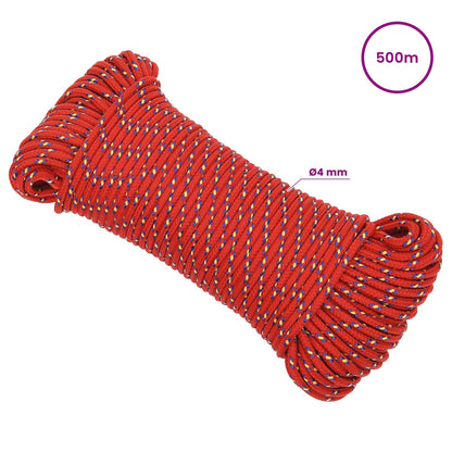 Multipurpose Utility Rope 4 mm 500 m Red PP 105 kg Max Load