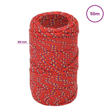 Multipurpose Utility Rope 2 mm 50 m Red PP 27 kg Max Load