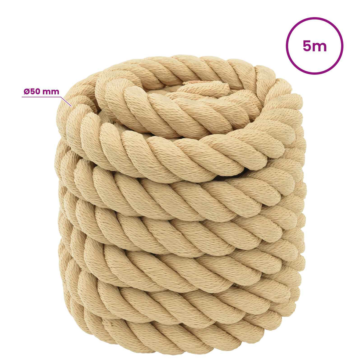 Multipurpose Utility Rope 50 mm 5 m Natural PP