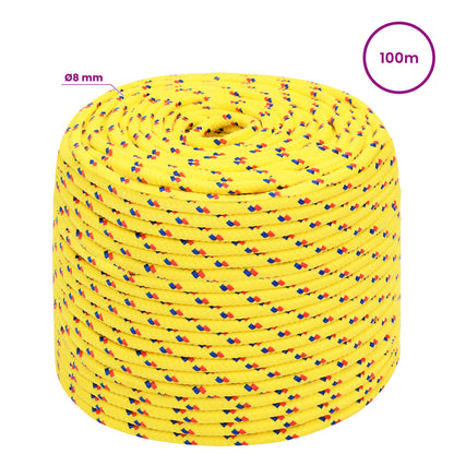Multipurpose Utility Rope 8 mm 100 m Yellow PP 420 kg Max Load