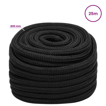 Multipurpose Utility Rope 20 mm 25 m Black PP 2400 kg Max Load