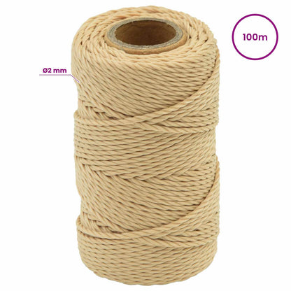 Multipurpose Utility Rope 2 mm 100 m Natural PP 27 kg Max Load