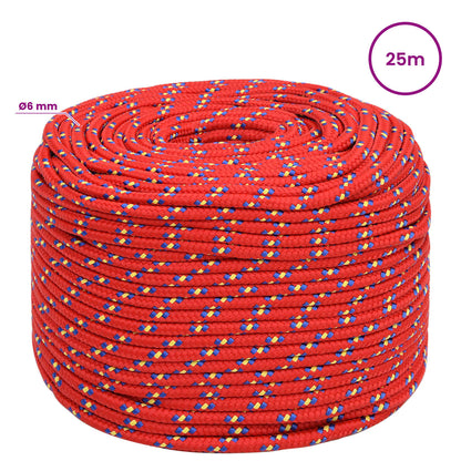Multipurpose Utility Rope 6 mm 25 m Red PP 240 kg Max Load