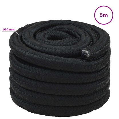 Multipurpose Utility Rope 50 mm 5 m Black PP 15000 kg Max Load