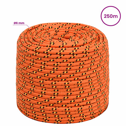 Multipurpose Utility Rope 6 mm 250 m Orange PP 240 kg Max Load