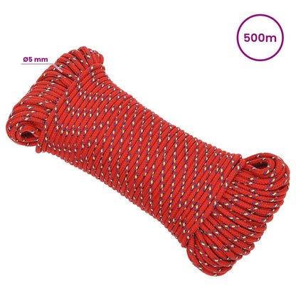 Multipurpose Utility Rope 5 mm 500 m Red PP 150 kg Max Load