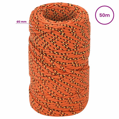Multipurpose Utility Rope 2 mm 50 m Orange PP 27 kg Max Load