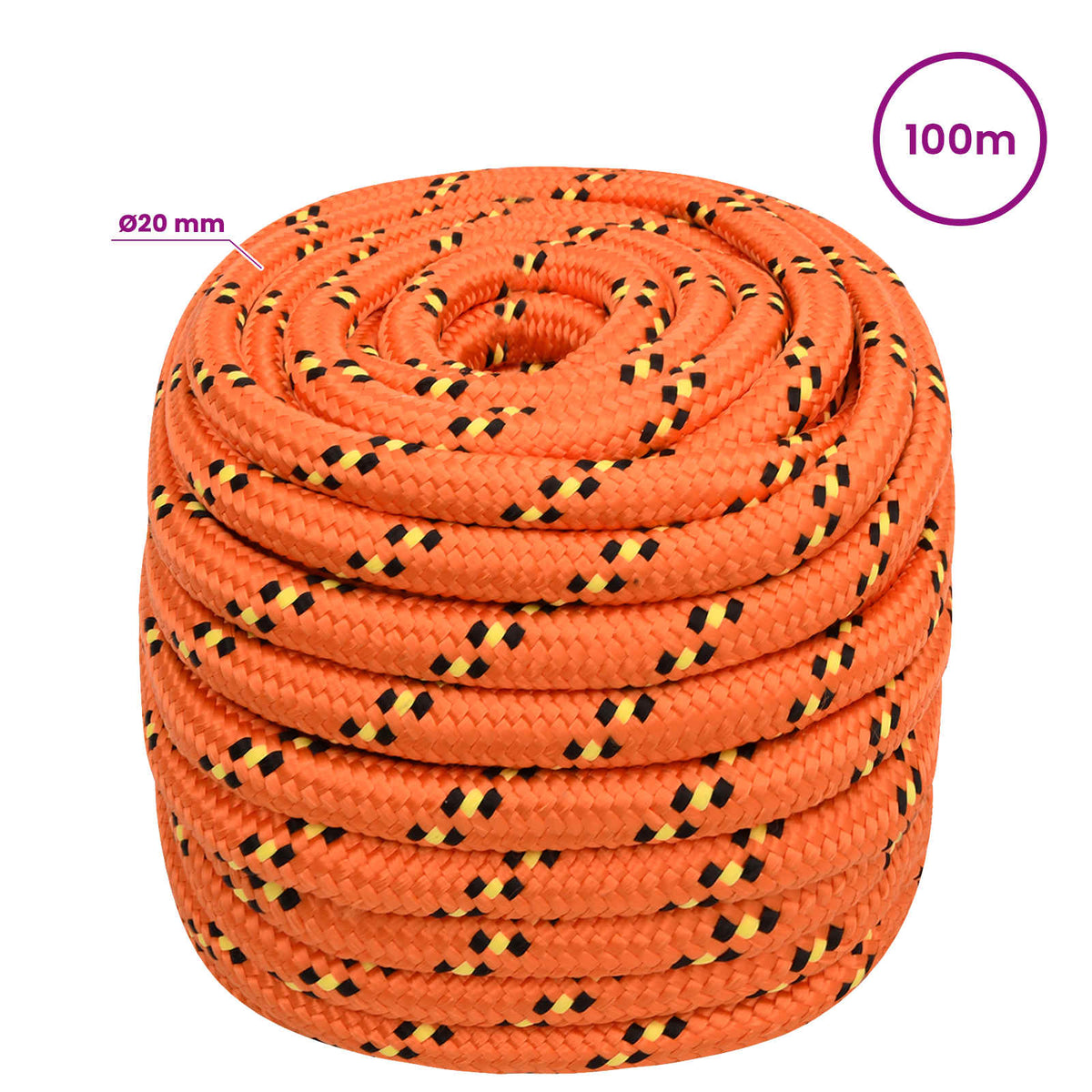 Multipurpose Utility Rope 20 mm 100 m Orange PP